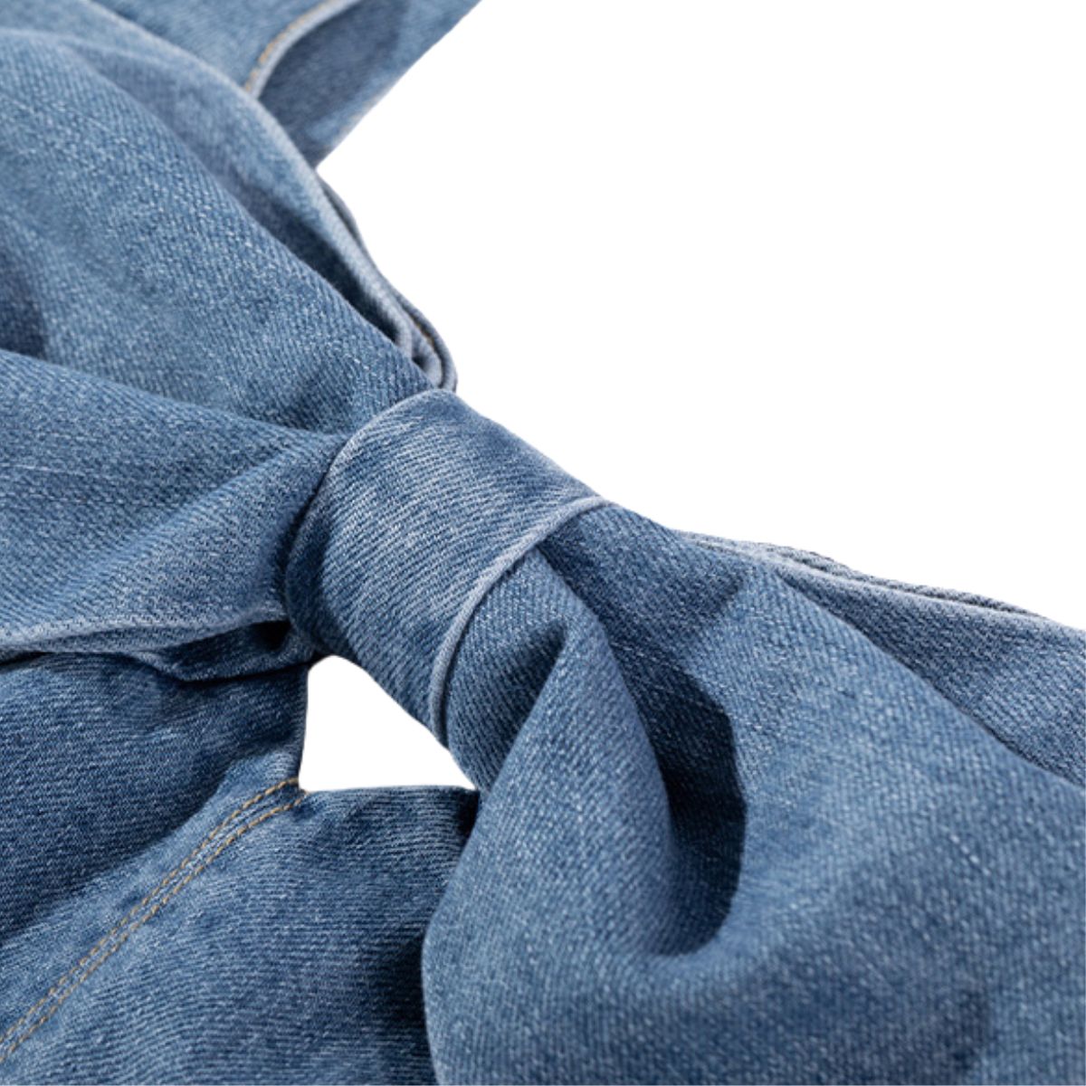 Women's Denim Bow Strappy Mini Dress