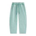 Vintage Washed Fleece‑Lined Elastic Waist Curved Leg Pants