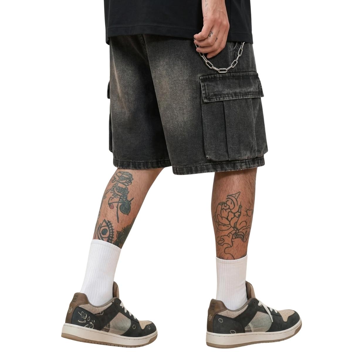 Men's Vintage Y2K Elastic Back Waistband Baggy Denim Shorts