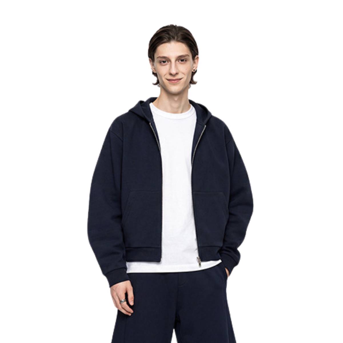 Sudadera con capucha y cremallera lavada de doble cursor