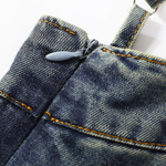 A-Line Denim Spaghetti-Strap Midi Dress