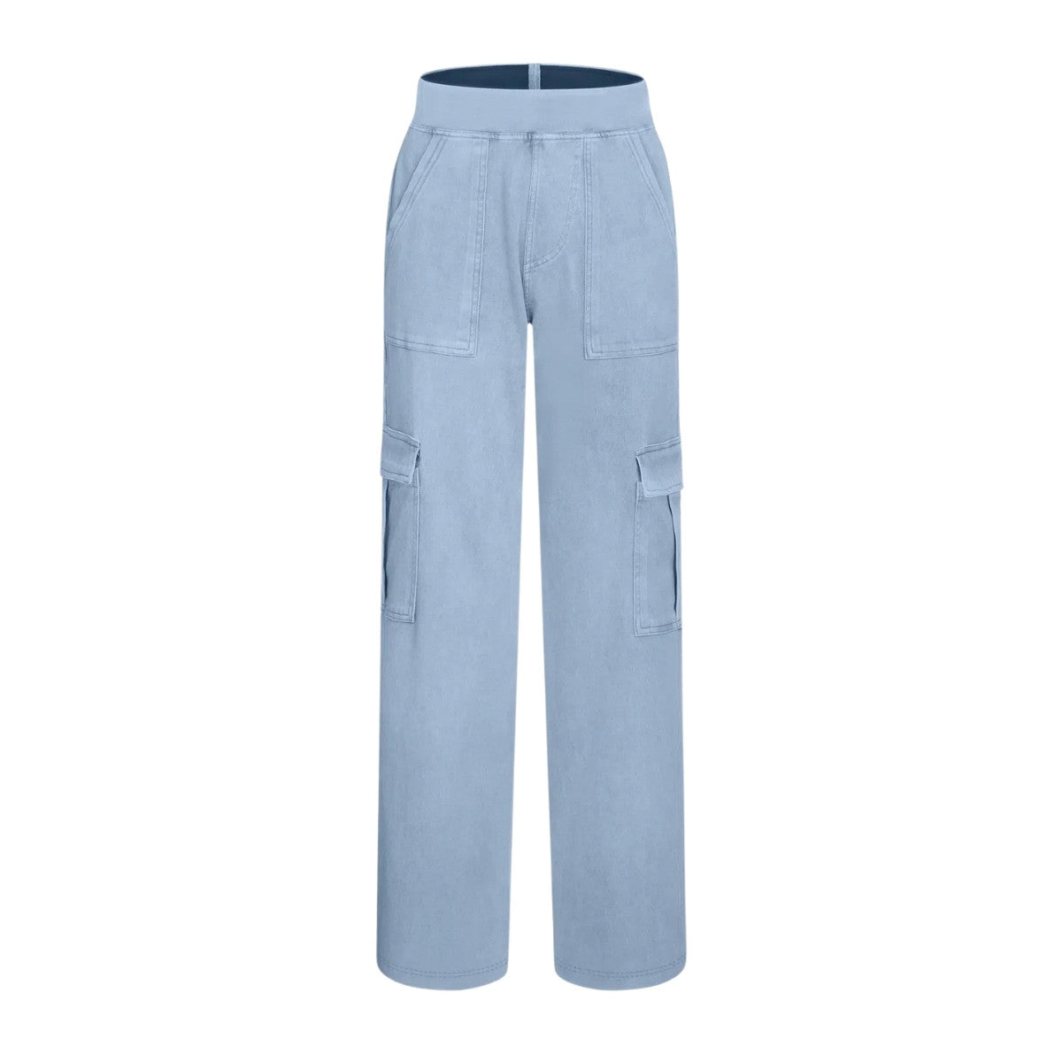 Mid Rise Pockets Straight Leg Casual Cargo Jeans