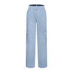 Mid Rise Pockets Straight Leg Casual Cargo Jeans