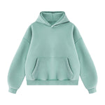 Vintage Washed Distressed Curved‑Sleeve Fleece‑Lined Hoodie