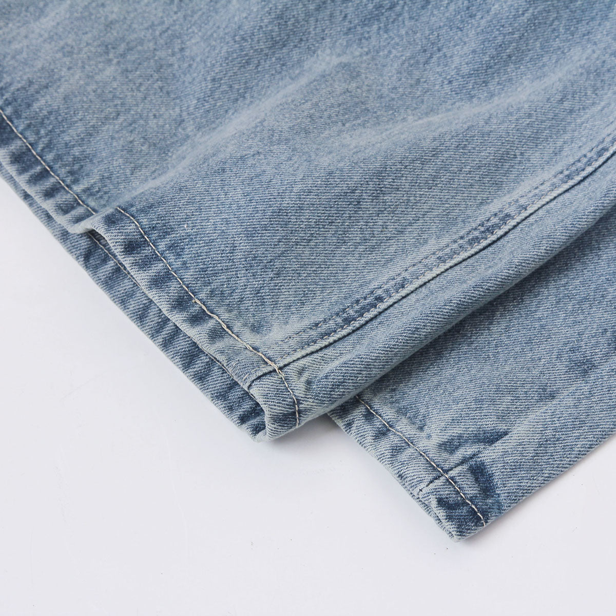 Wrinkled Light Wash Wide-Leg Jeans