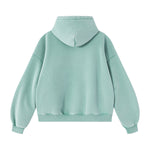 Vintage Washed Distressed Curved‑Sleeve Fleece‑Lined Hoodie