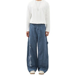Printed Adjustable Waist Cargo Wide‑Leg Pants