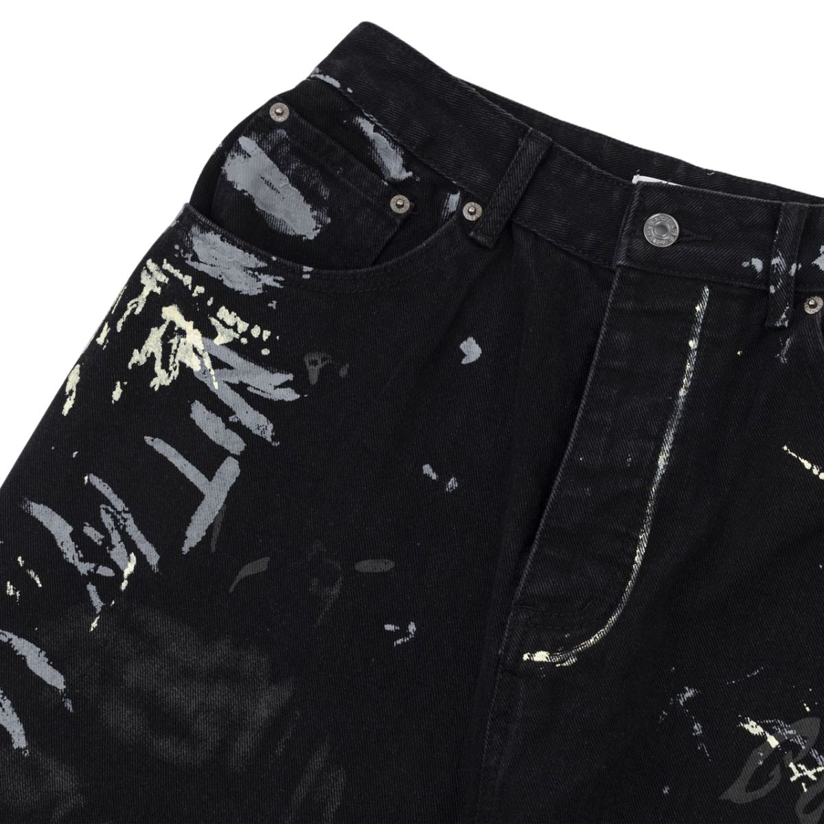 Smoke Rise Graffiti Black Wide-Leg Printed Jeans
