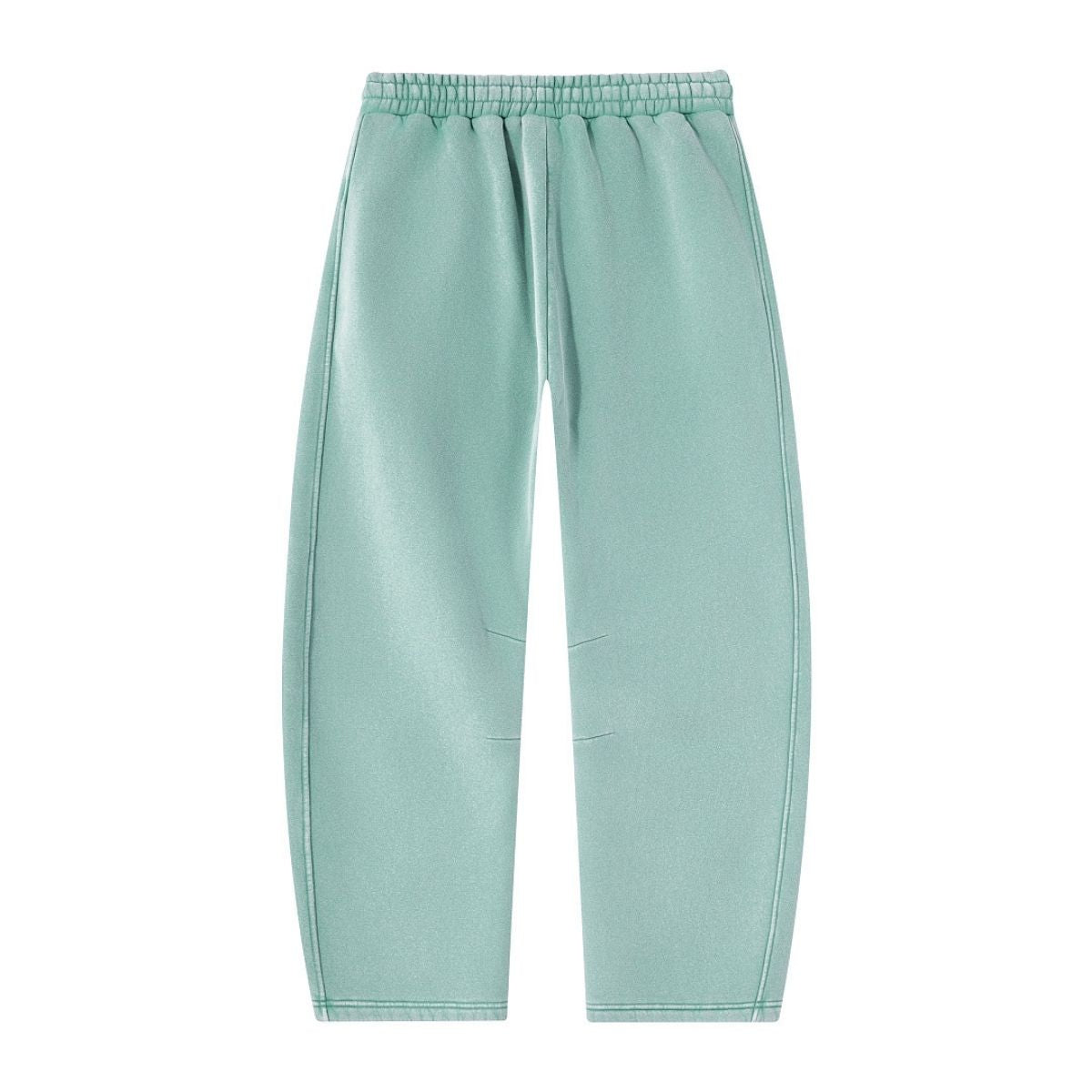 Vintage Washed Fleece‑Lined Elastic Waist Curved Leg Pants