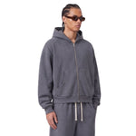 Vintage Washed Boxy Full Zip Hoodie Jacket
