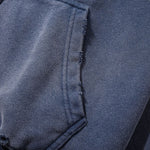 Boxy Cropped Stacked Sleeve Ripped Distressed Full Zip Hoodie