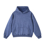 Washed Faded Kangaroo Pocket Hoodie-INNBLAC Fashion Apparel
