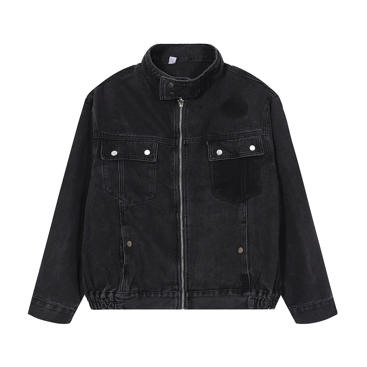 Zip-Up Washed Denim Jacket