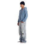 Vintage Washed Cotton Double‑Zip Hoodie