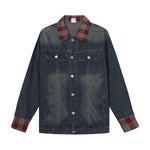 Plaid Patchwork Denim Trucker Jacket