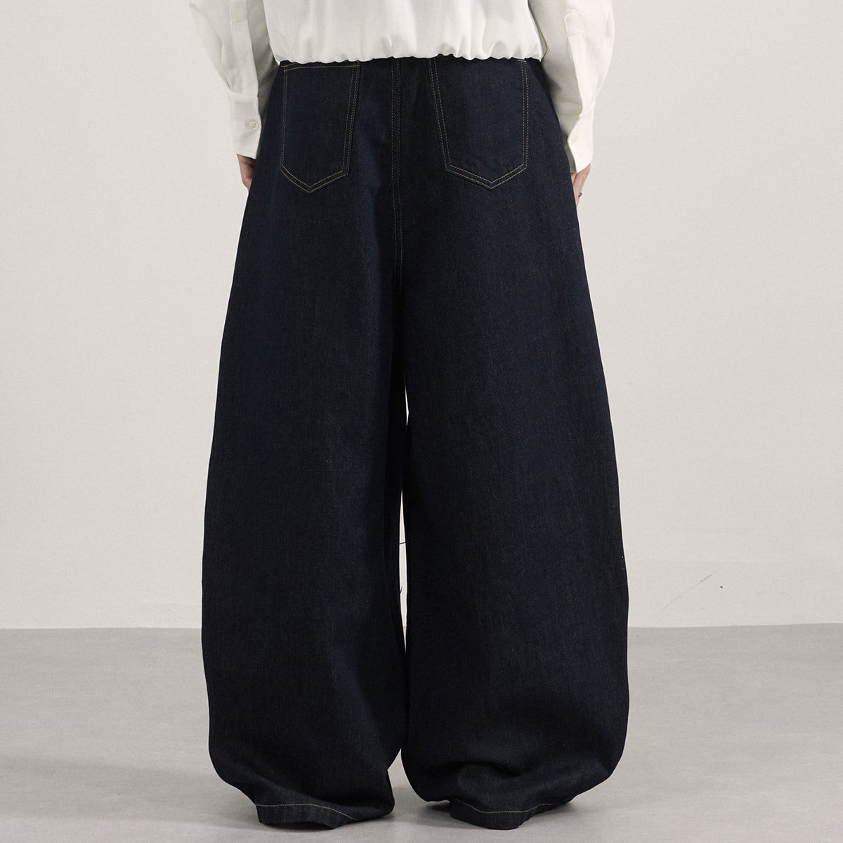 Knife Cut Patchwork High Waist Wide Leg Jeans