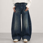 Retro Patchwork Curved Blade Denim Jeans