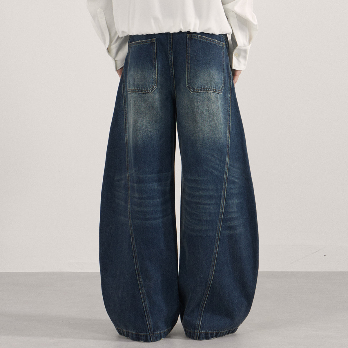 Retro Patchwork Curved Blade Denim Jeans