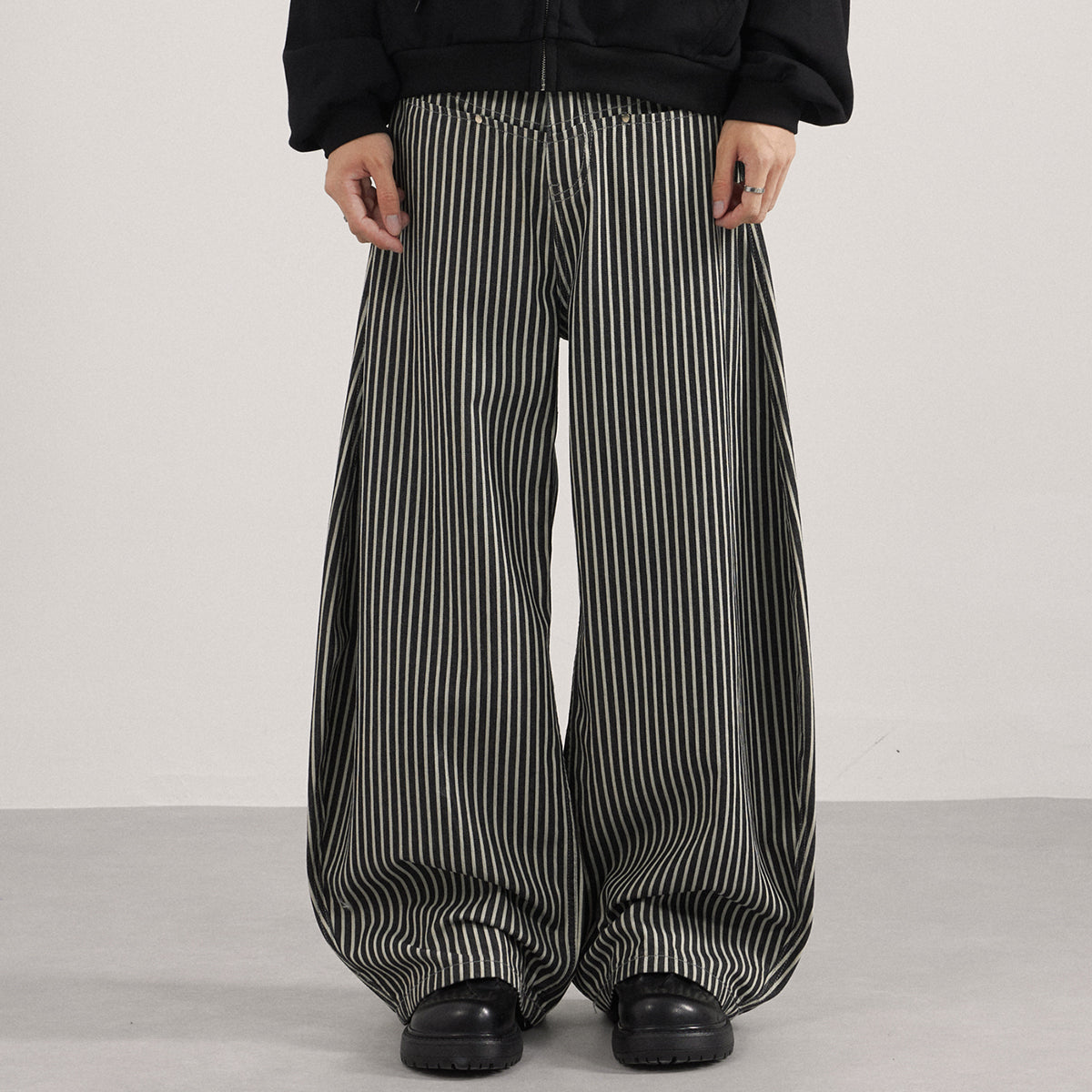 High Waisted Striped Wide Leg Casual Pants