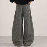 High Waisted Striped Wide Leg Casual Pants