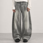 Vintage Gray Distressed High Waist Jeans