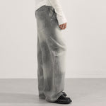 Vintage Gray Distressed High Waist Jeans
