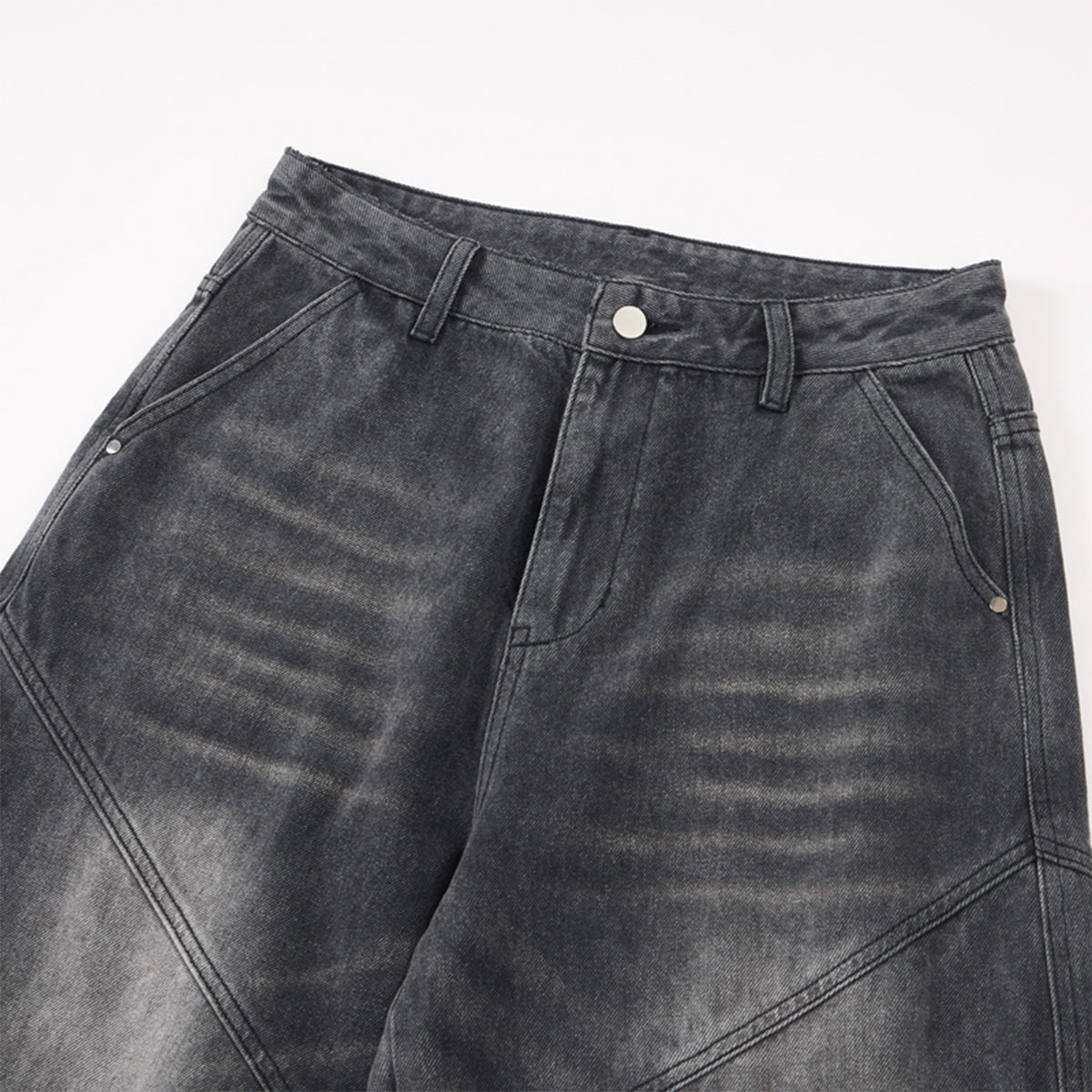 Cargo Wide Leg Distressed Wash Denim Jeans