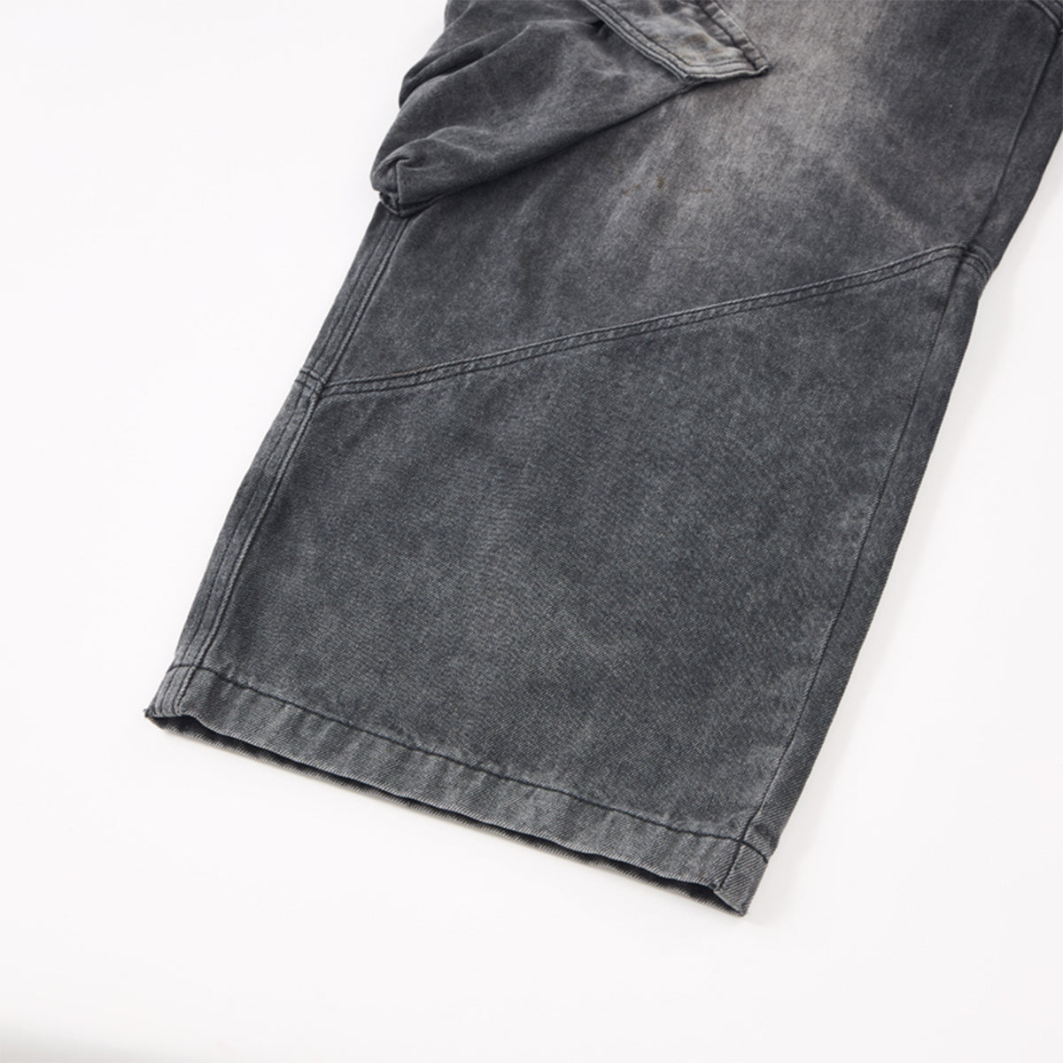 Cargo Wide Leg Distressed Wash Denim Jeans