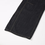 Contrast Stitching Wide Leg Dark Wash Denim Jeans