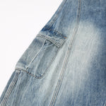 Distressed Cargo Style Wide Leg Denim Jeans