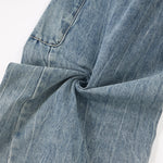 Distressed Cargo Style Wide Leg Denim Jeans