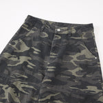 Camo Print Cargo Wide Leg Denim Jeans