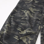 Camo Print Cargo Wide Leg Denim Jeans