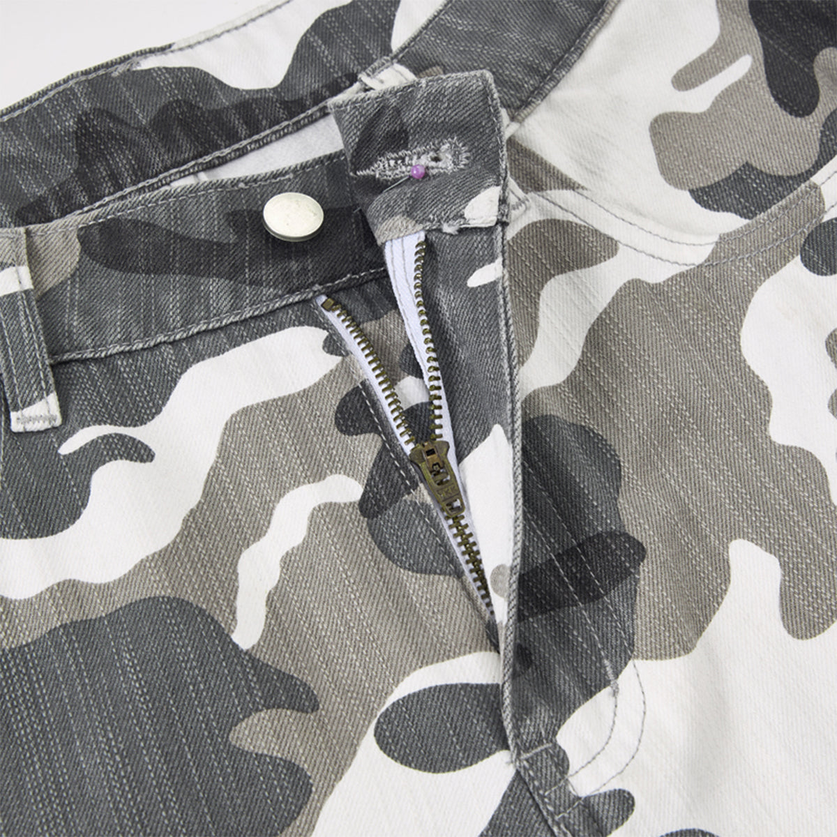 Utility Style Camo Print Wide Leg Cargo Pants