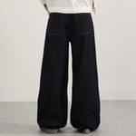 Wide Leg Contrast Stripe Denim Jeans