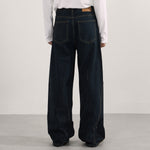 Embellished Dark Blue High Waist Wide Leg Jeans