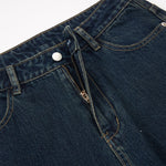 Embellished Dark Blue High Waist Wide Leg Jeans