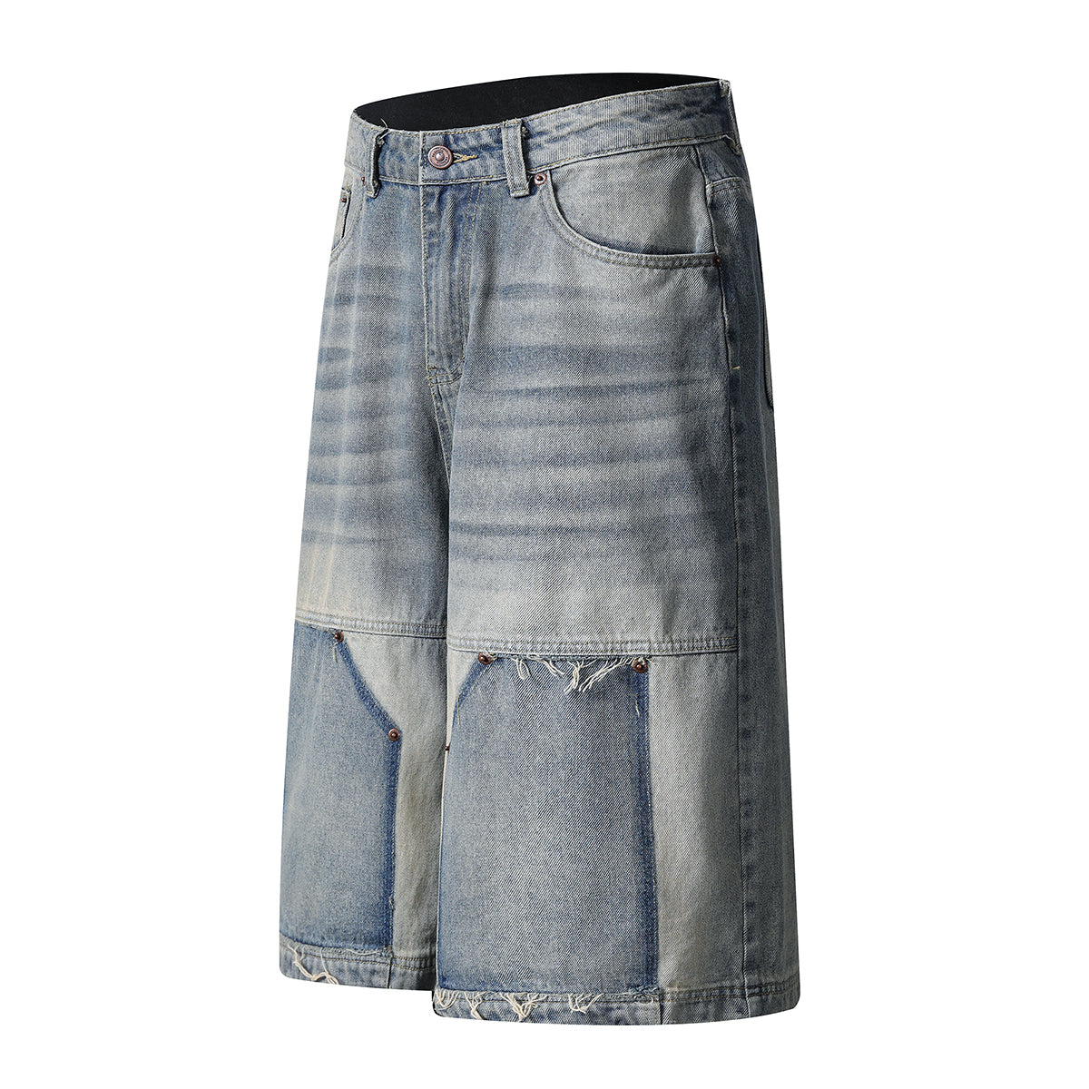 Vintage Wash Straight Leg Denim Bermuda Shorts