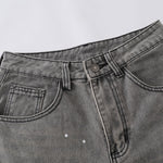 Paint Splatter Panel Stitching Barrel-Leg Jeans