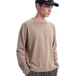 Whisker Wash Frayed Soft Brushed Vintage Long Sleeve Tee