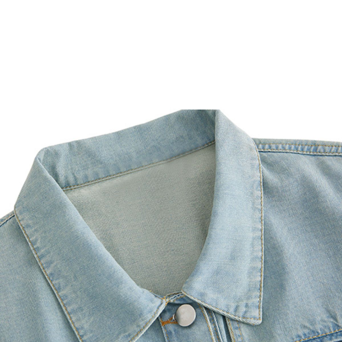 Minivestido camisero vaquero plisado de manga corta