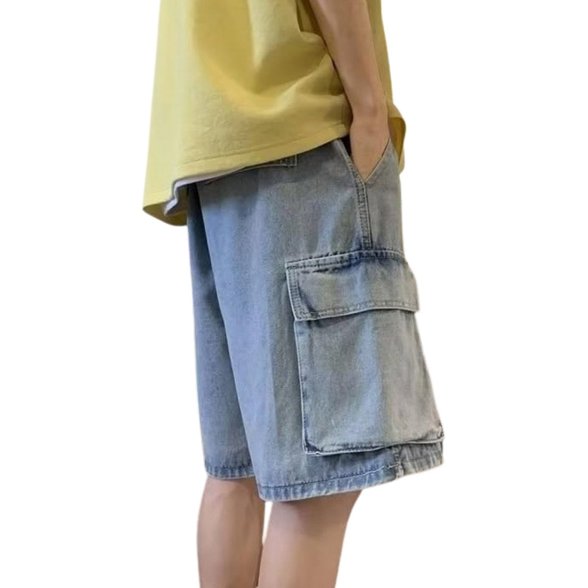 Men’s Baggy Ripped Cargo Denim Jorts