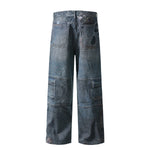 Cartoon Printed Baggy Denim Pants