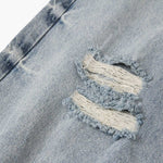 Light Blue Distressed Ripped Straight Jeans