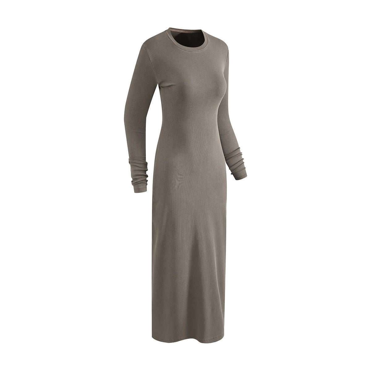 Slim Fit Long Sleeves Ribbed Midi Dress