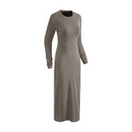 Slim Fit Long Sleeves Ribbed Midi Dress