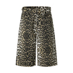 Straight Leg Leopard Bermuda Cotton Shorts