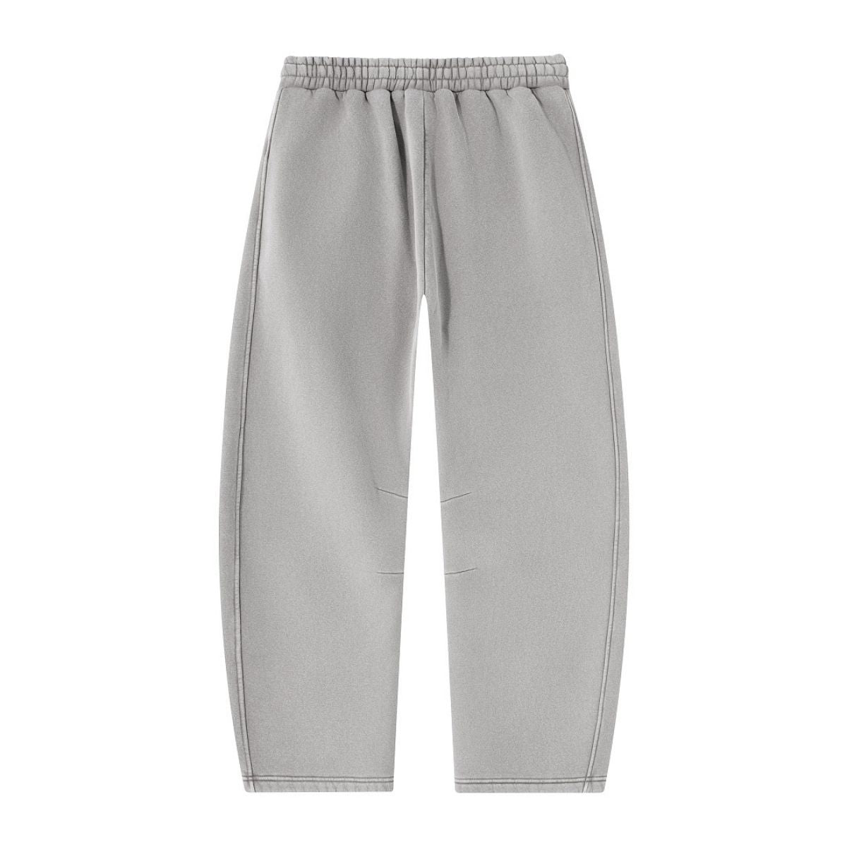 Vintage Washed Fleece‑Lined Elastic Waist Curved Leg Pants
