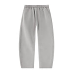 Vintage Washed Fleece‑Lined Elastic Waist Curved Leg Pants