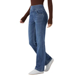 Vintage Washed High Waist Straight Leg Jeans